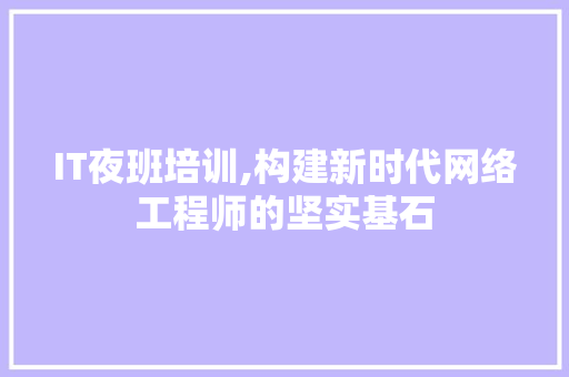 IT夜班培训,构建新时代网络工程师的坚实基石