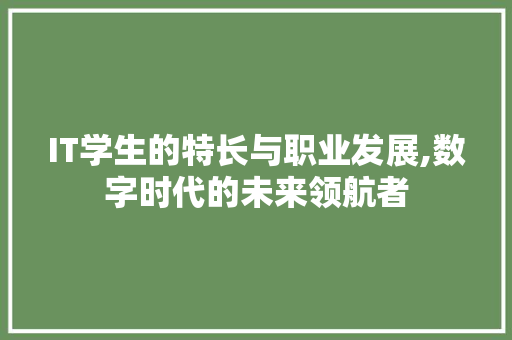 IT学生的特长与职业发展,数字时代的未来领航者