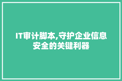 IT审计脚本,守护企业信息安全的关键利器