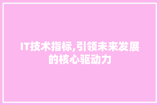 IT技术指标,引领未来发展的核心驱动力