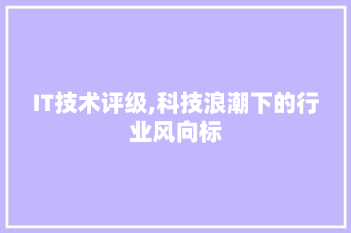 IT技术评级,科技浪潮下的行业风向标
