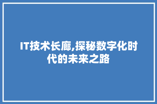 IT技术长廊,探秘数字化时代的未来之路