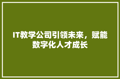 IT教学公司引领未来，赋能数字化人才成长