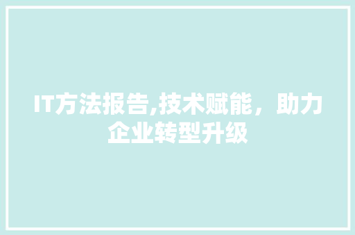 IT方法报告,技术赋能，助力企业转型升级