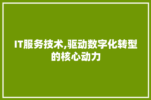 IT服务技术,驱动数字化转型的核心动力