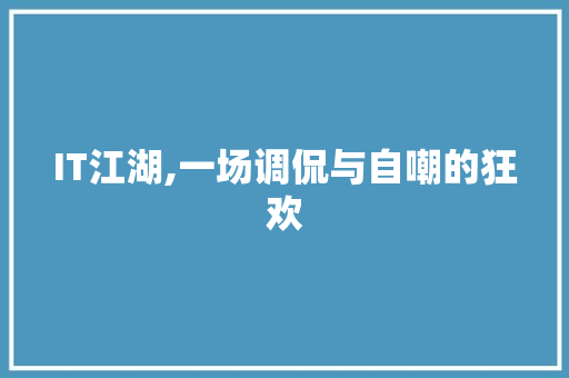IT江湖,一场调侃与自嘲的狂欢