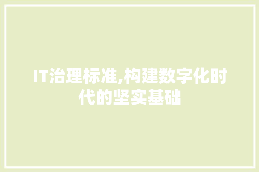 IT治理标准,构建数字化时代的坚实基础