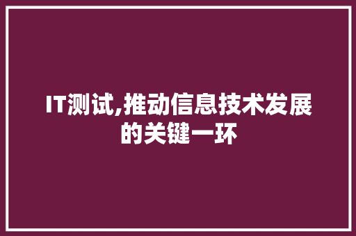 IT测试,推动信息技术发展的关键一环