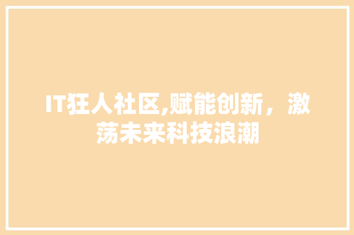 IT狂人社区,赋能创新，激荡未来科技浪潮