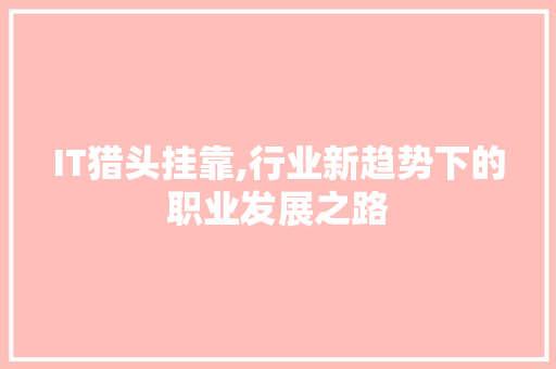 IT猎头挂靠,行业新趋势下的职业发展之路