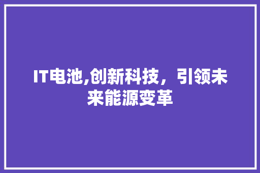 IT电池,创新科技，引领未来能源变革