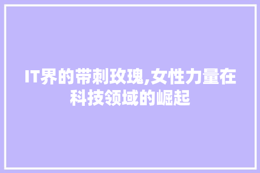 IT界的带刺玫瑰,女性力量在科技领域的崛起