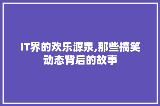 IT界的欢乐源泉,那些搞笑动态背后的故事