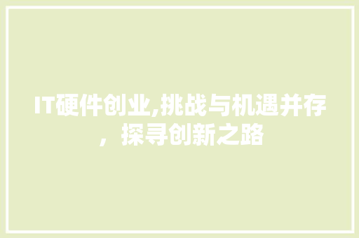 IT硬件创业,挑战与机遇并存，探寻创新之路