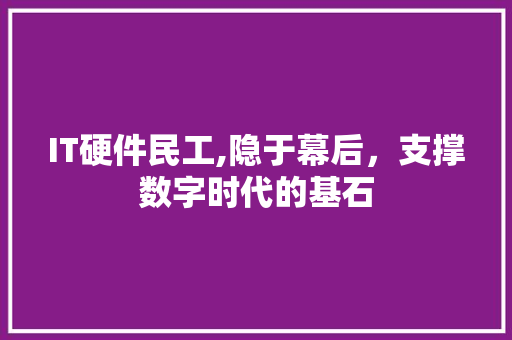 IT硬件民工,隐于幕后，支撑数字时代的基石