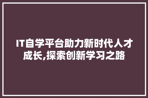 IT自学平台助力新时代人才成长,探索创新学习之路