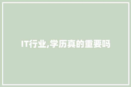 IT行业,学历真的重要吗