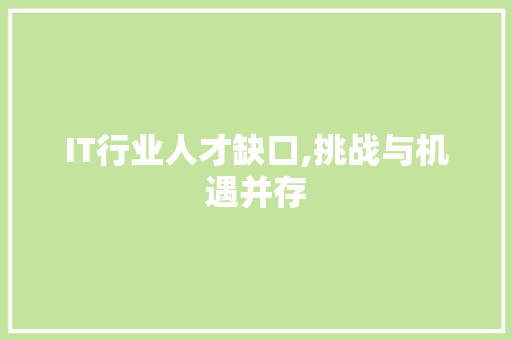 IT行业人才缺口,挑战与机遇并存