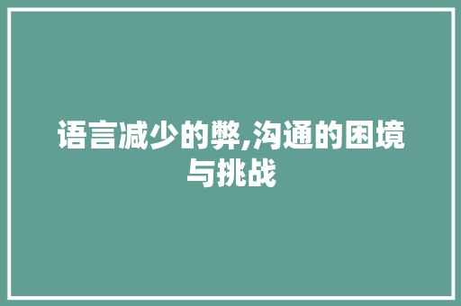 语言减少的弊,沟通的困境与挑战
