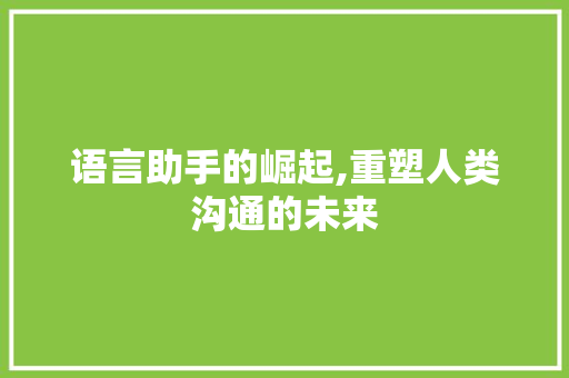 语言助手的崛起,重塑人类沟通的未来