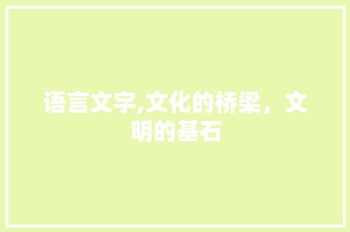 语言文字,文化的桥梁，文明的基石