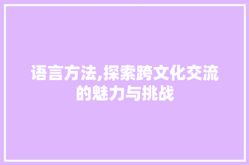 语言方法,探索跨文化交流的魅力与挑战