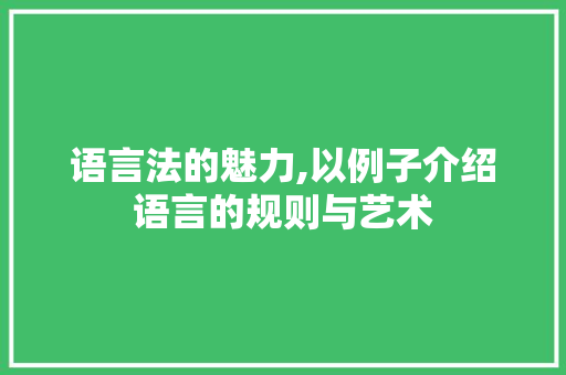 语言法的魅力,以例子介绍语言的规则与艺术