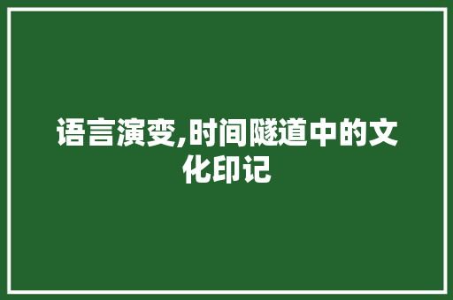 语言演变,时间隧道中的文化印记