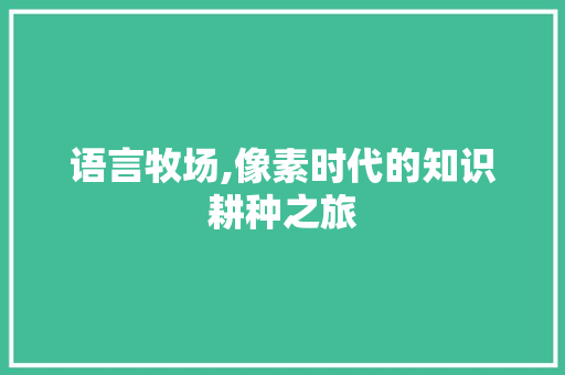 语言牧场,像素时代的知识耕种之旅