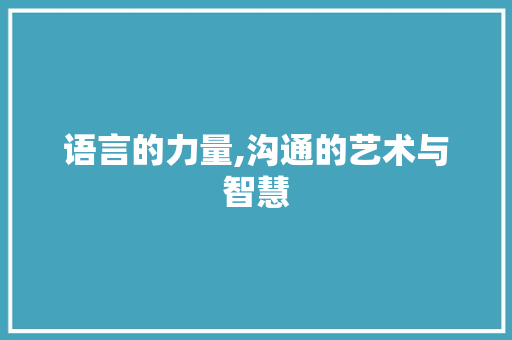 语言的力量,沟通的艺术与智慧