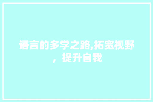 语言的多学之路,拓宽视野，提升自我