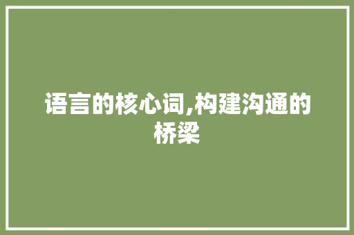 语言的核心词,构建沟通的桥梁