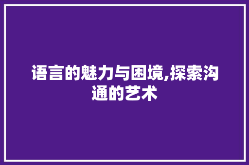 语言的魅力与困境,探索沟通的艺术