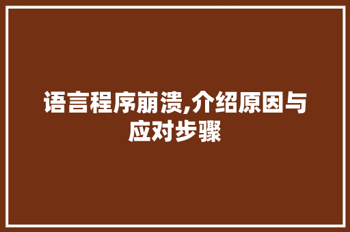 语言程序崩溃,介绍原因与应对步骤