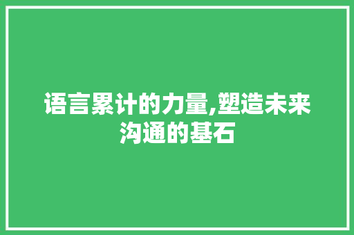 语言累计的力量,塑造未来沟通的基石