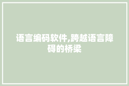 语言编码软件,跨越语言障碍的桥梁