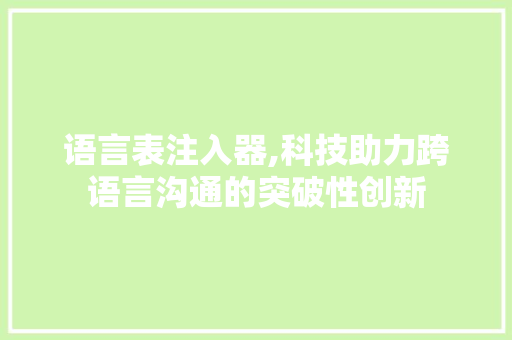 语言表注入器,科技助力跨语言沟通的突破性创新