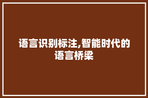 语言识别标注,智能时代的语言桥梁