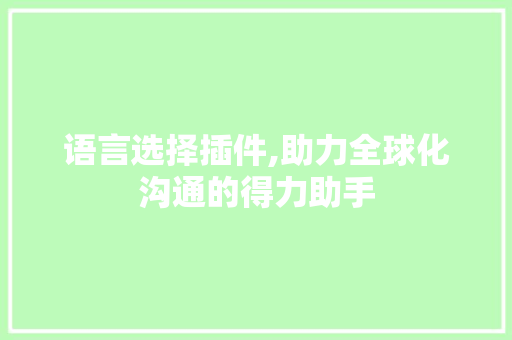 语言选择插件,助力全球化沟通的得力助手