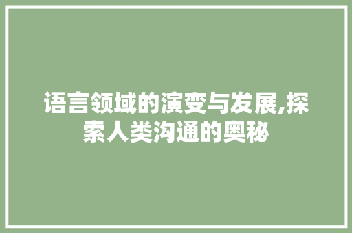 语言领域的演变与发展,探索人类沟通的奥秘