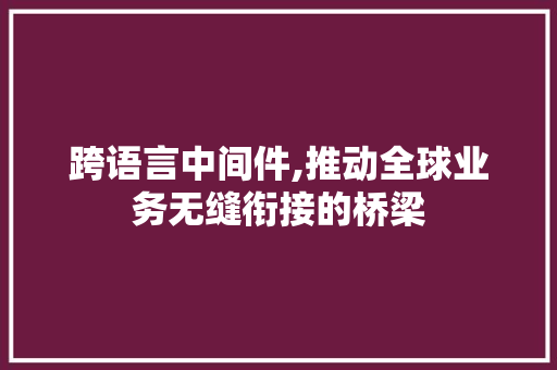 跨语言中间件,推动全球业务无缝衔接的桥梁