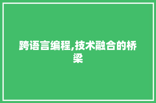 跨语言编程,技术融合的桥梁