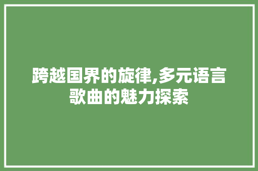 跨越国界的旋律,多元语言歌曲的魅力探索
