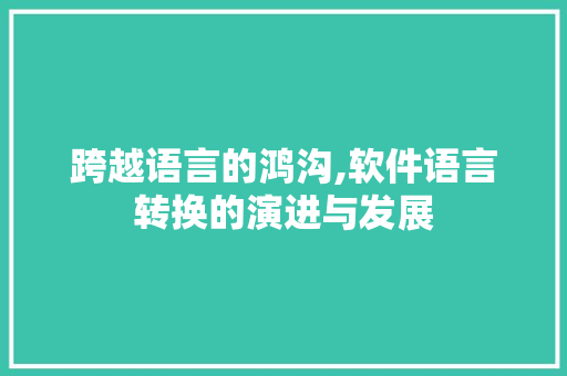 跨越语言的鸿沟,软件语言转换的演进与发展