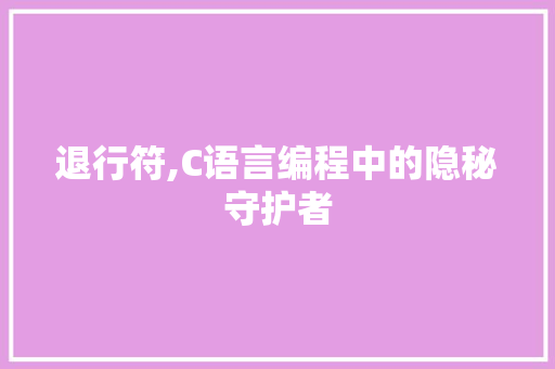 退行符,C语言编程中的隐秘守护者