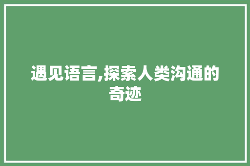 遇见语言,探索人类沟通的奇迹