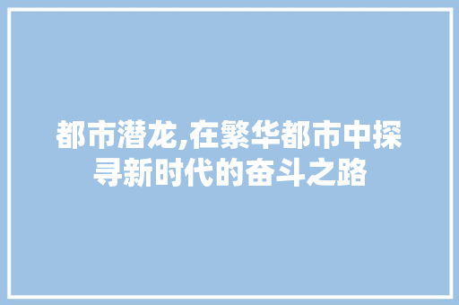 都市潜龙,在繁华都市中探寻新时代的奋斗之路