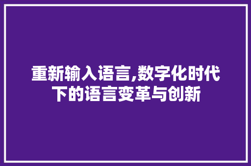 重新输入语言,数字化时代下的语言变革与创新