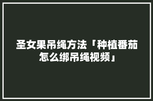圣女果吊绳方法「种植番茄怎么绑吊绳视频」 圣女果吊绳方法「种植番茄怎么绑吊绳视频」 番茄种植技巧