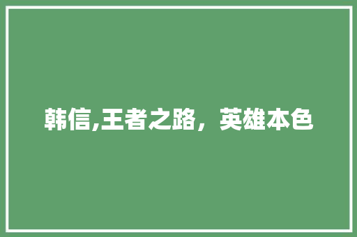 韩信,王者之路，英雄本色